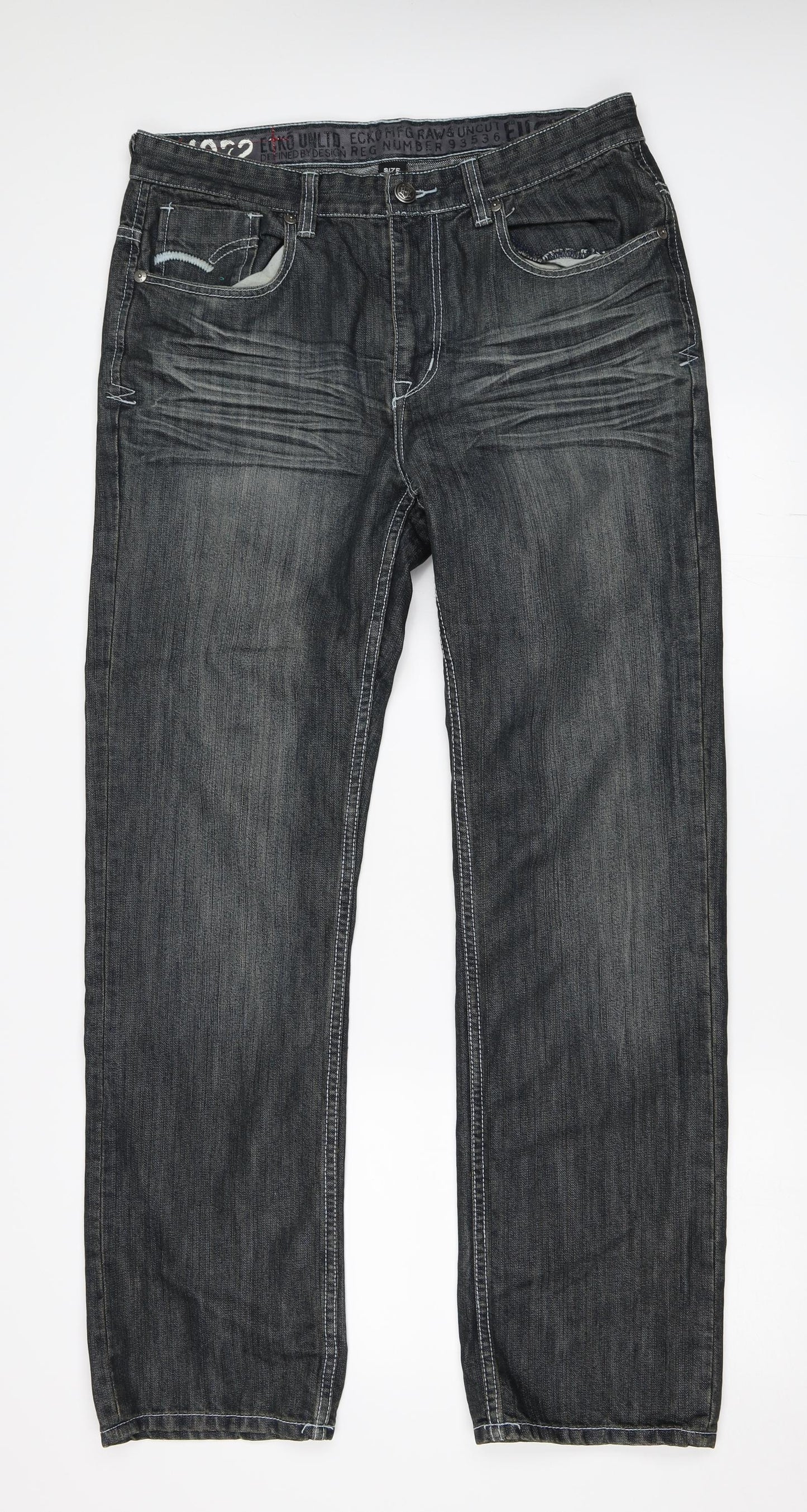 Ecko Unltd. Mens Blue  Denim Straight Jeans Size 34 in L33 in