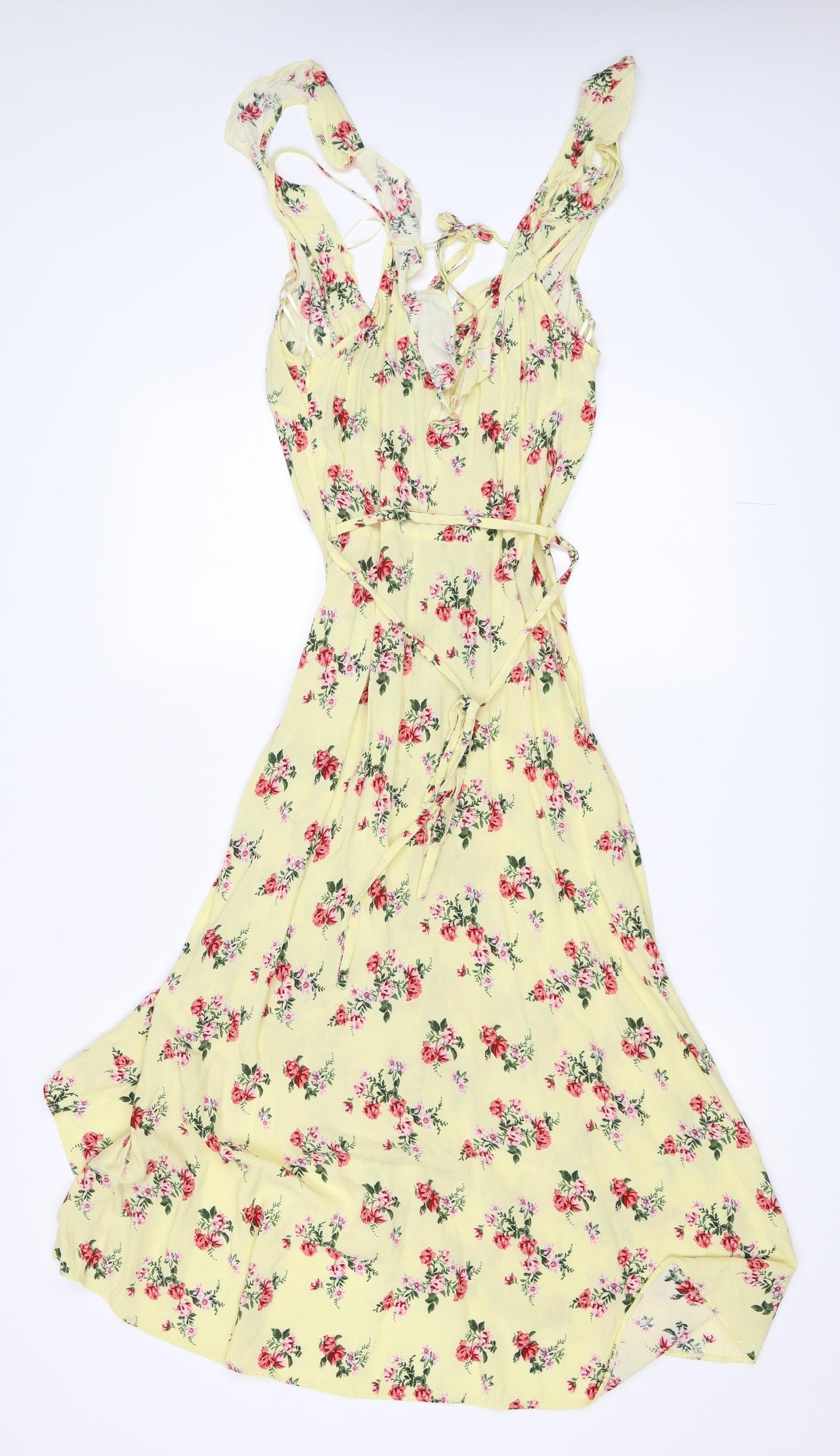 New Look Womens Yellow Floral  Fit & Flare  Size 10