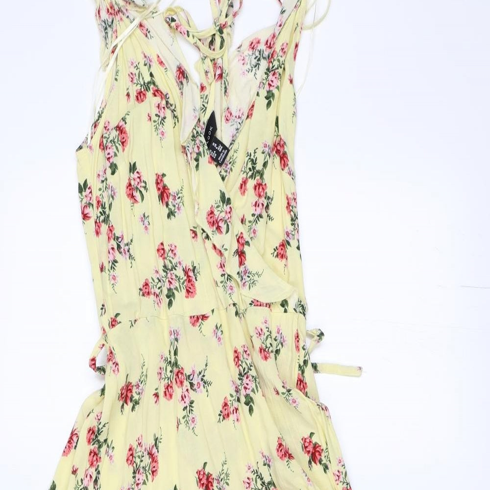 New Look Womens Yellow Floral  Fit & Flare  Size 10