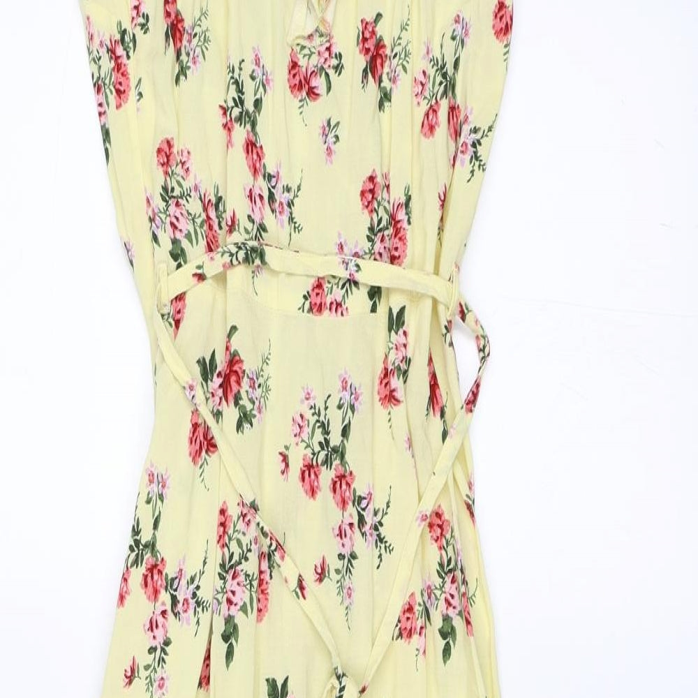 New Look Womens Yellow Floral  Fit & Flare  Size 10