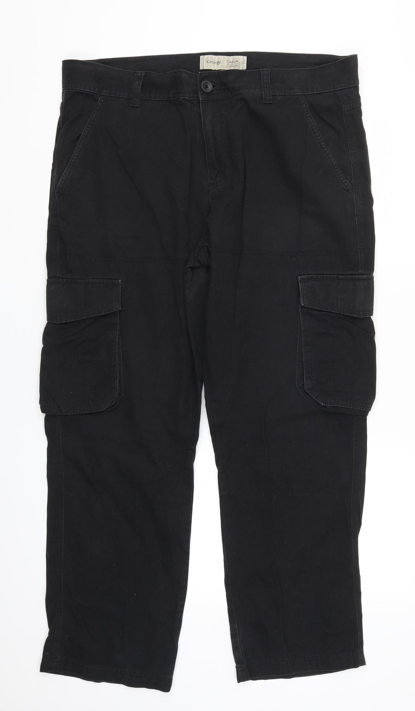 George Mens Black   Cargo Trousers Size 38 L30 in