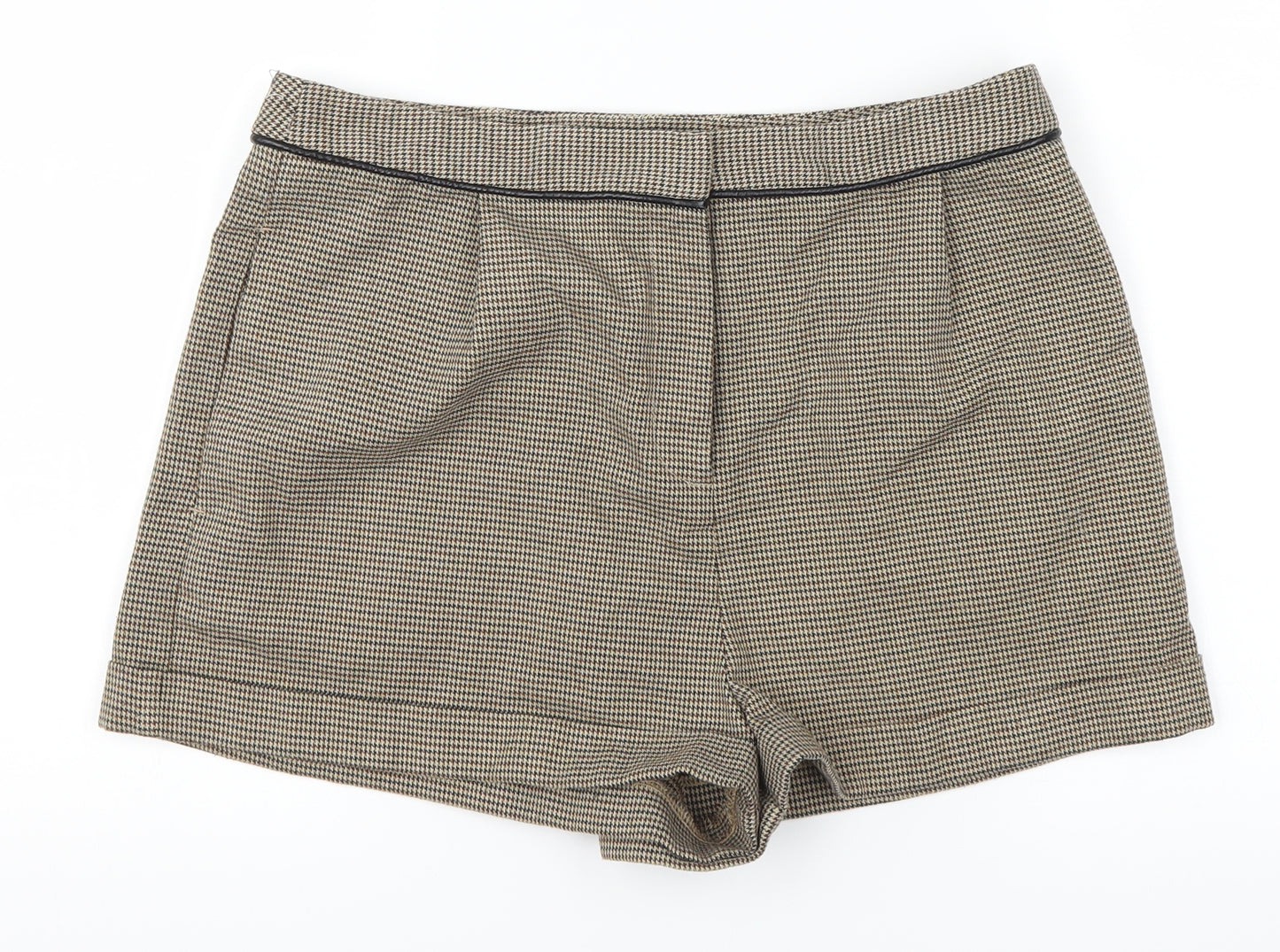 Topshop Womens Brown Houndstooth  Mom Shorts Size 12