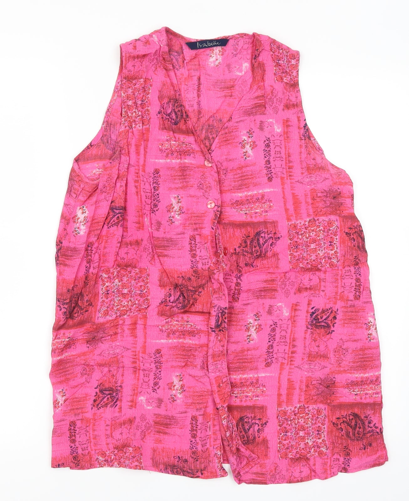 Isabelle Womens Pink Paisley  Basic Button-Up Size 12