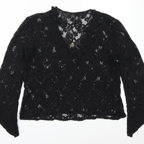 Suzy D Womens Black  Lace Basic T-Shirt Size L