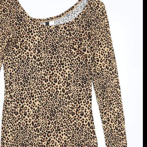 H&M Womens Brown Animal Print  Bodycon  Size 12