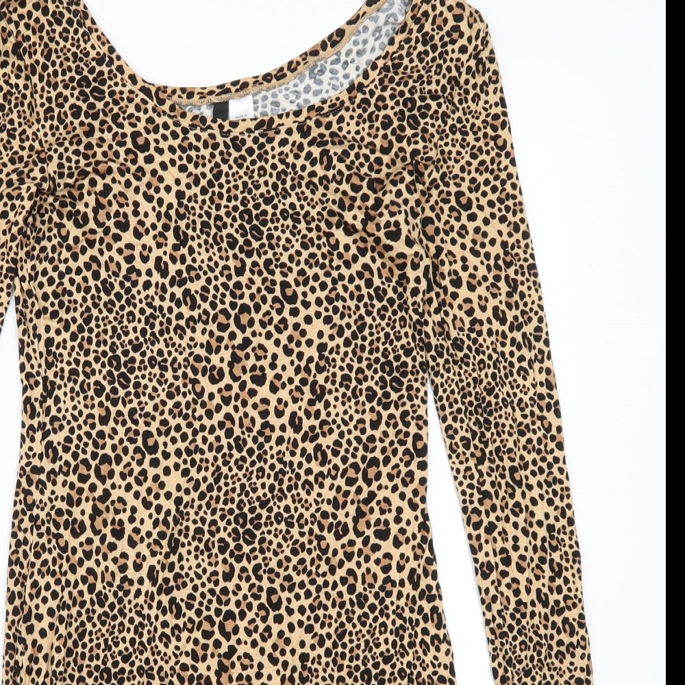 H&M Womens Brown Animal Print  Bodycon  Size 12
