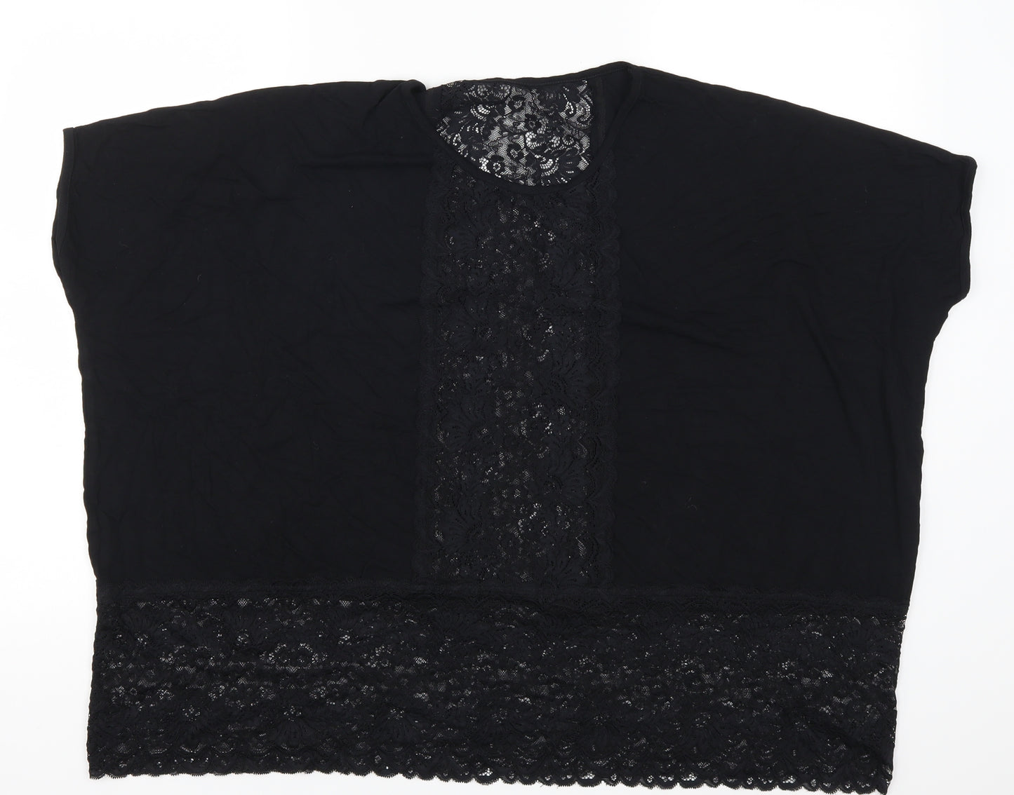 Postcard Womens Black  Lace Basic T-Shirt Size S