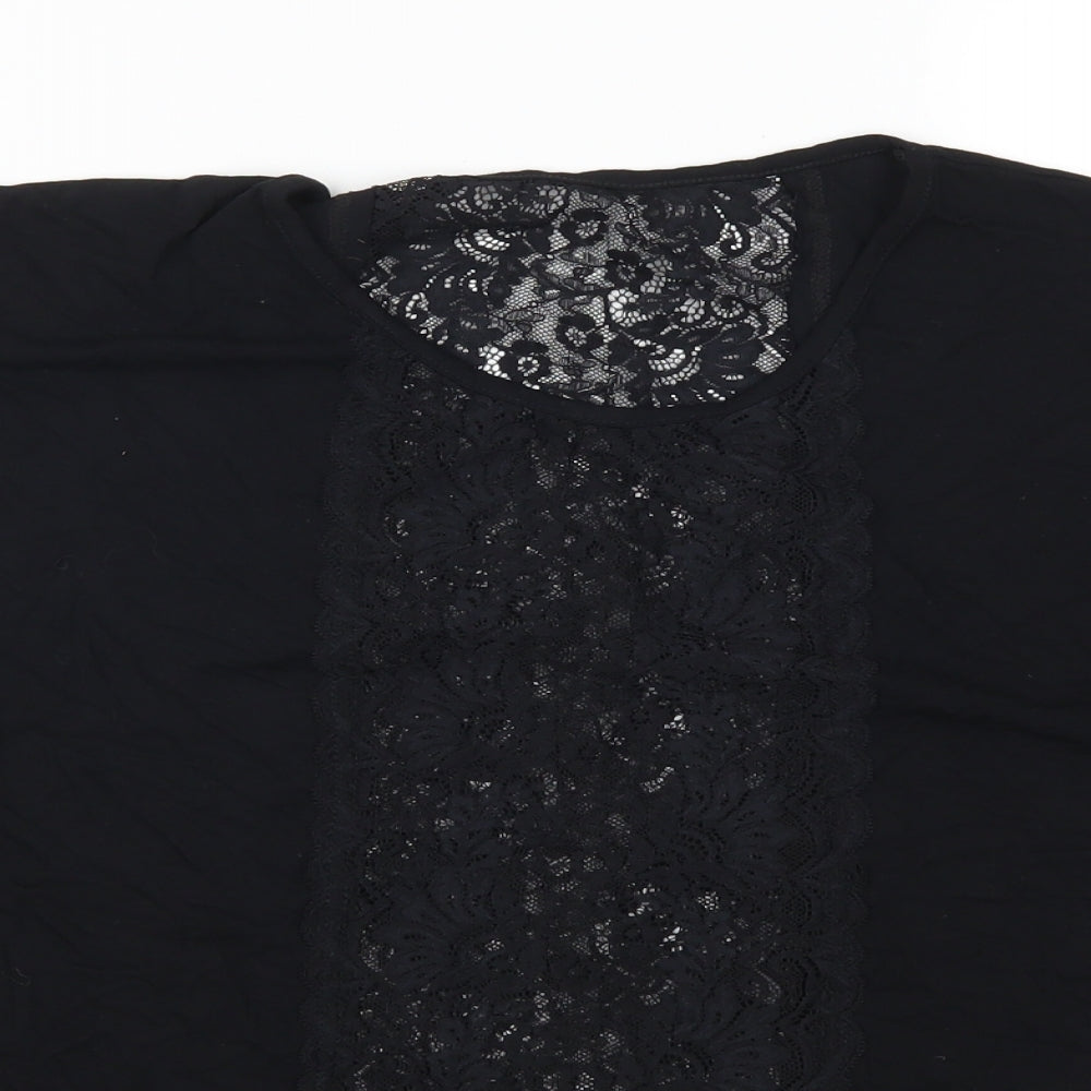 Postcard Womens Black  Lace Basic T-Shirt Size S