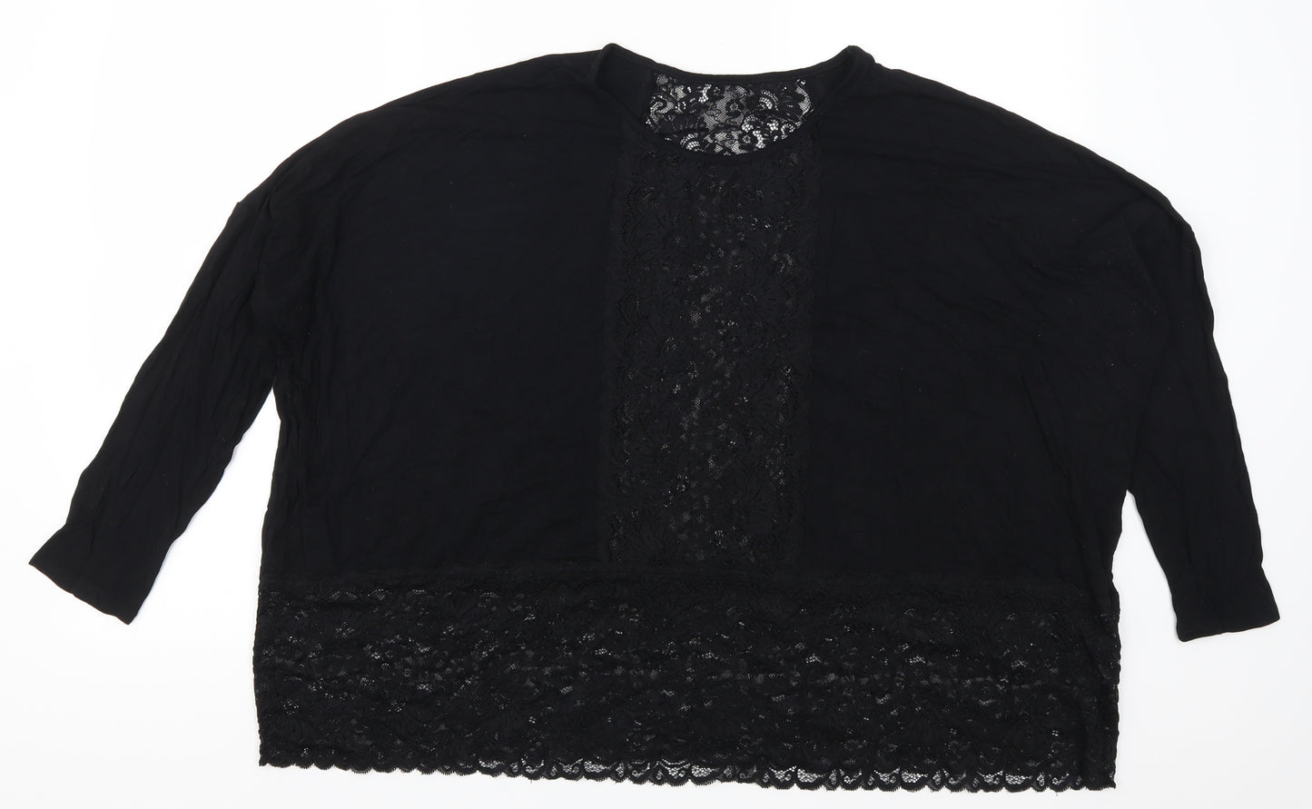 Postcard Womens Black  Lace Basic T-Shirt Size S