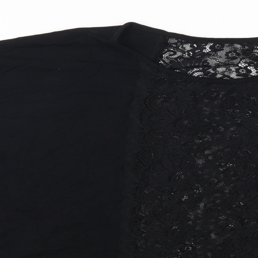 Postcard Womens Black  Lace Basic T-Shirt Size S