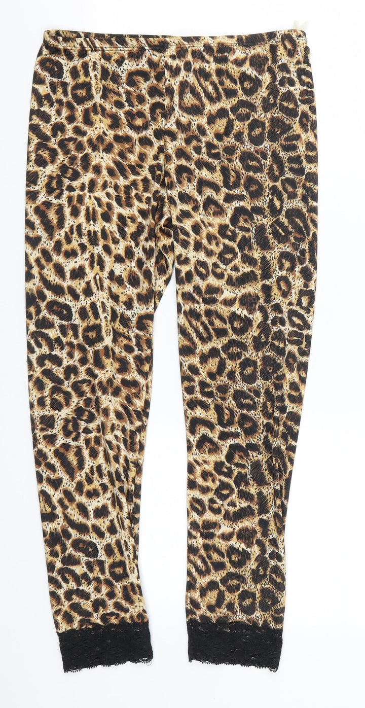 Kiki Riki Womens Brown Animal Print Cropped Leggings Size S L23 in