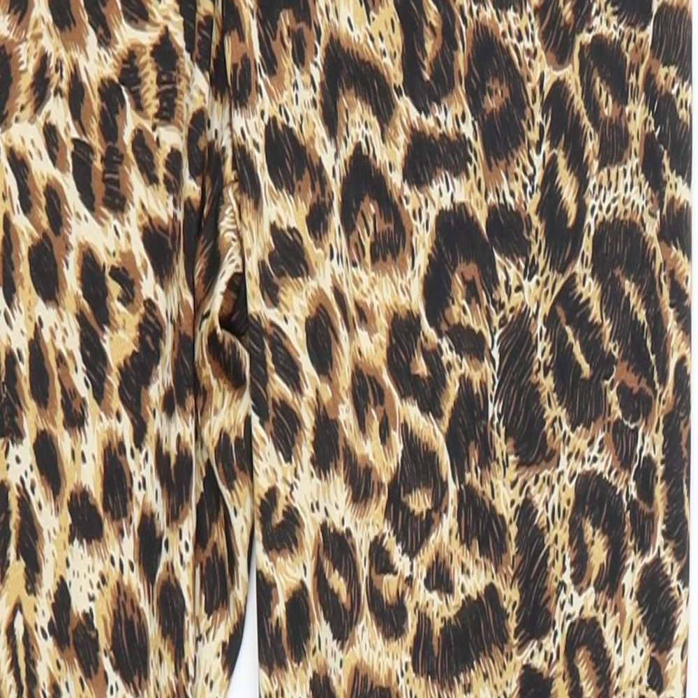 Kiki Riki Womens Brown Animal Print  Cropped Leggings Size S L23 in