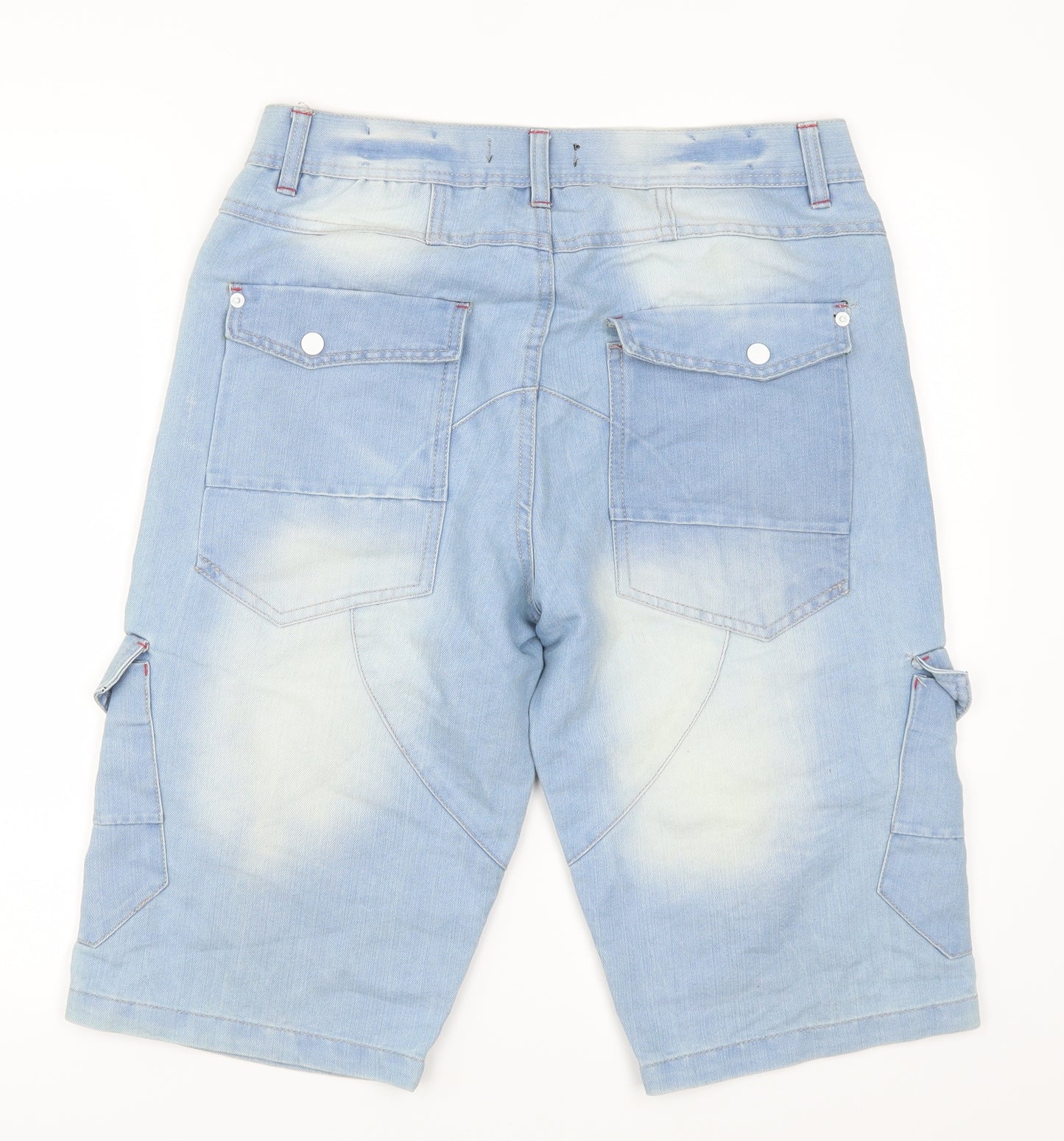Twisted Soul Mens Blue  Denim Cargo Shorts Size 32
