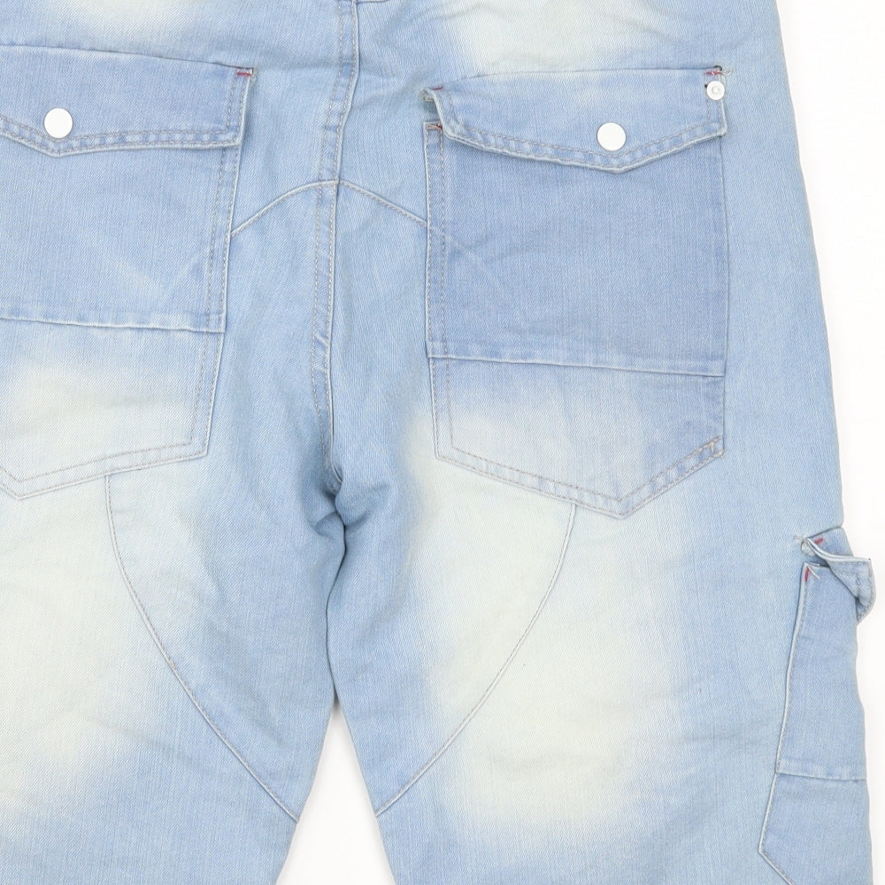 Twisted Soul Mens Blue  Denim Cargo Shorts Size 32