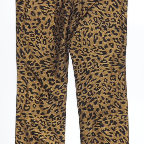 Diane Gilman Womens Brown Animal Print Denim Straight Jeans Size 8 L30 in