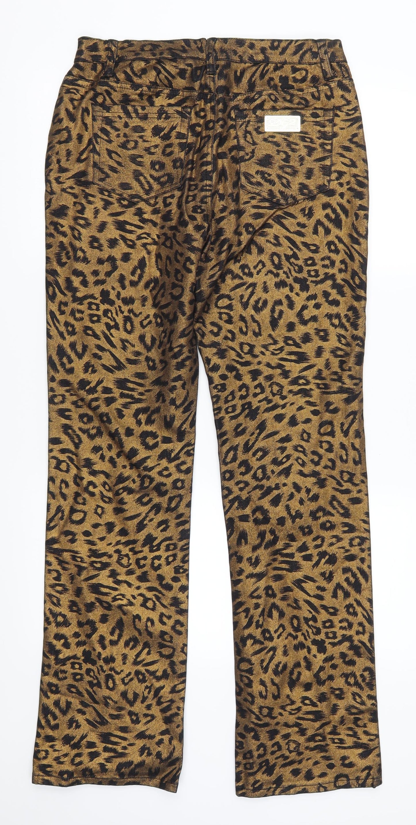 Diane Gilman Womens Brown Animal Print Denim Straight Jeans Size 8 L30 in