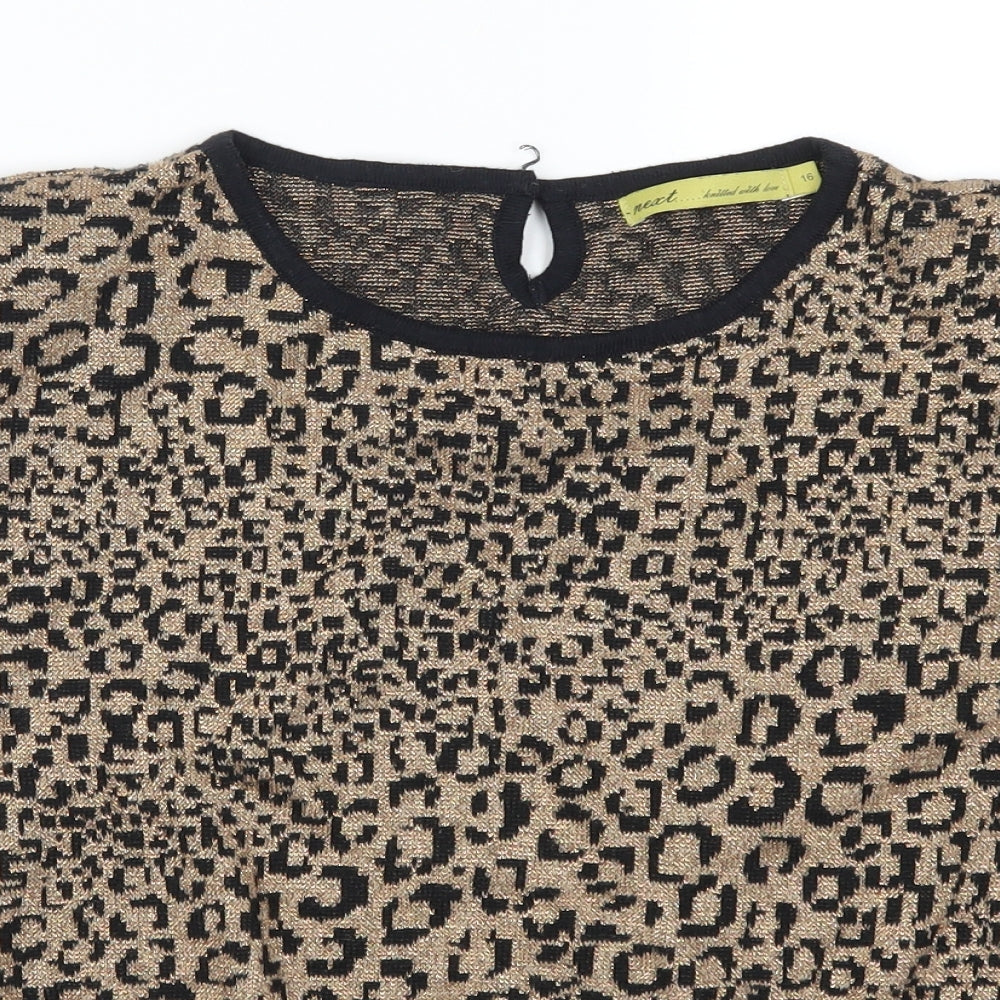 NEXT Womens Brown Animal Print  Pullover Jumper Size 16