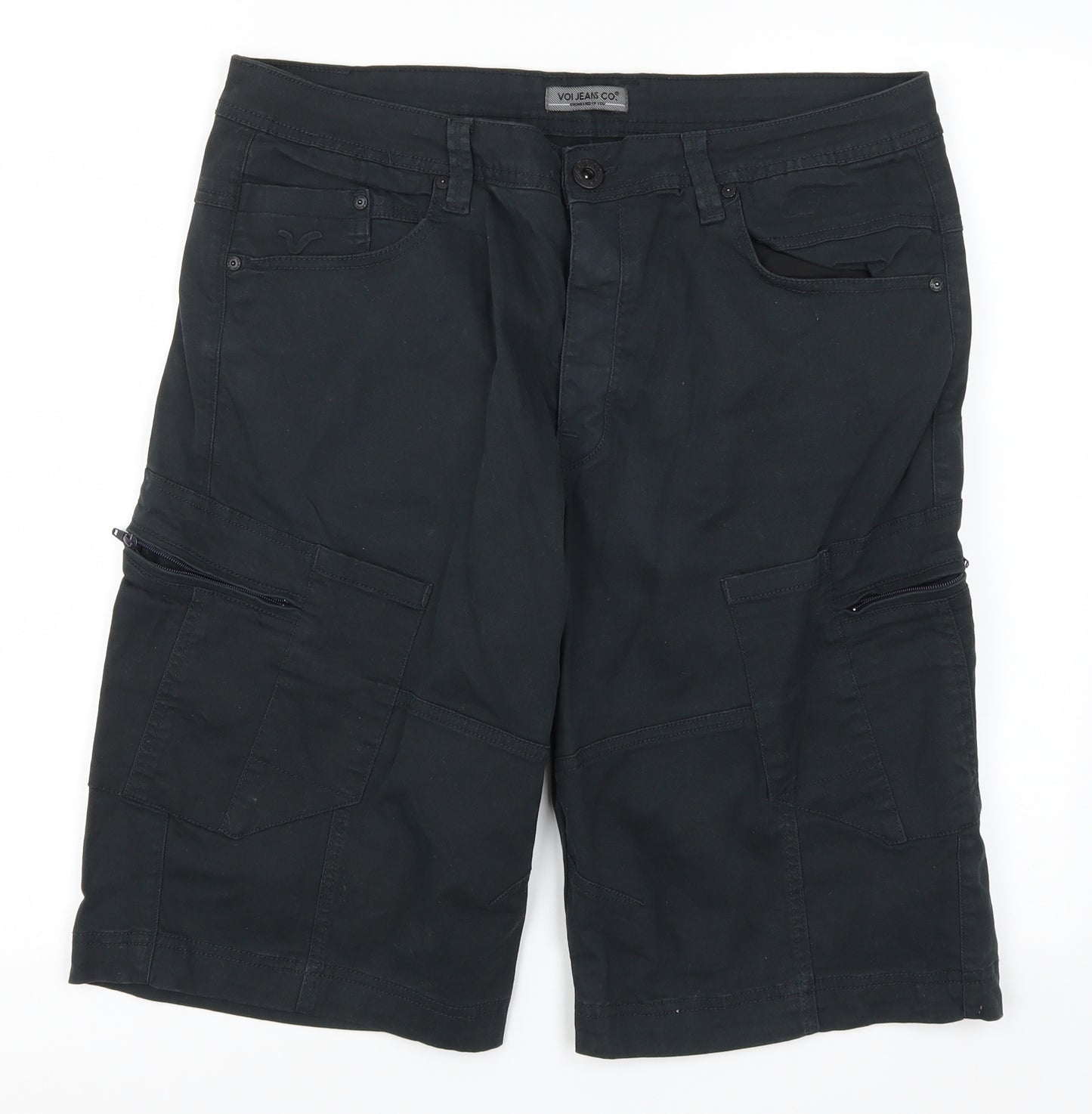 Voi Jeans Mens Black   Cargo Shorts Size 34