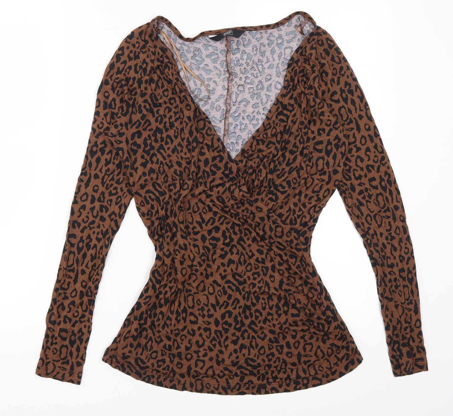 F&F Womens Brown Animal Print  Basic T-Shirt Size 12