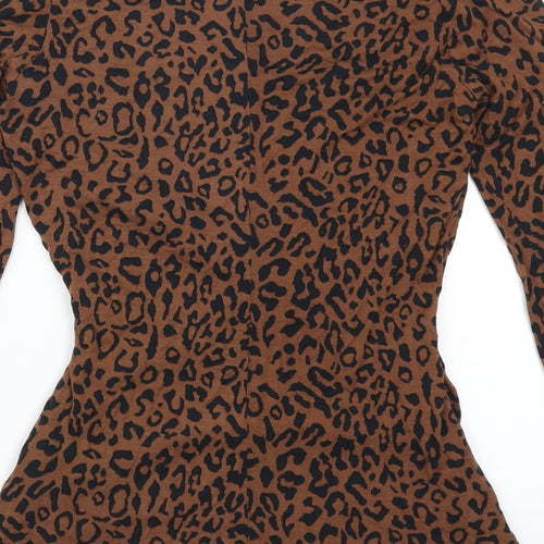 F&F Womens Brown Animal Print  Basic T-Shirt Size 12