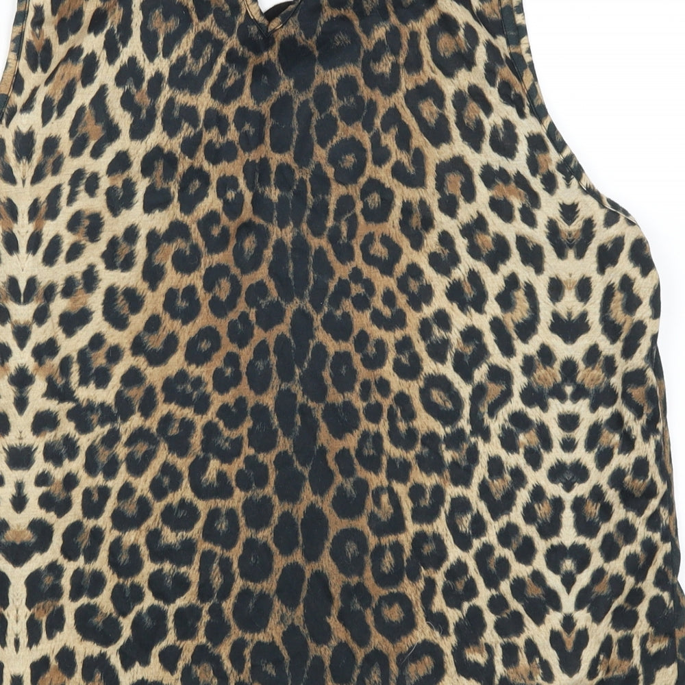 International Womens Brown Animal Print  Basic Tank Size 16