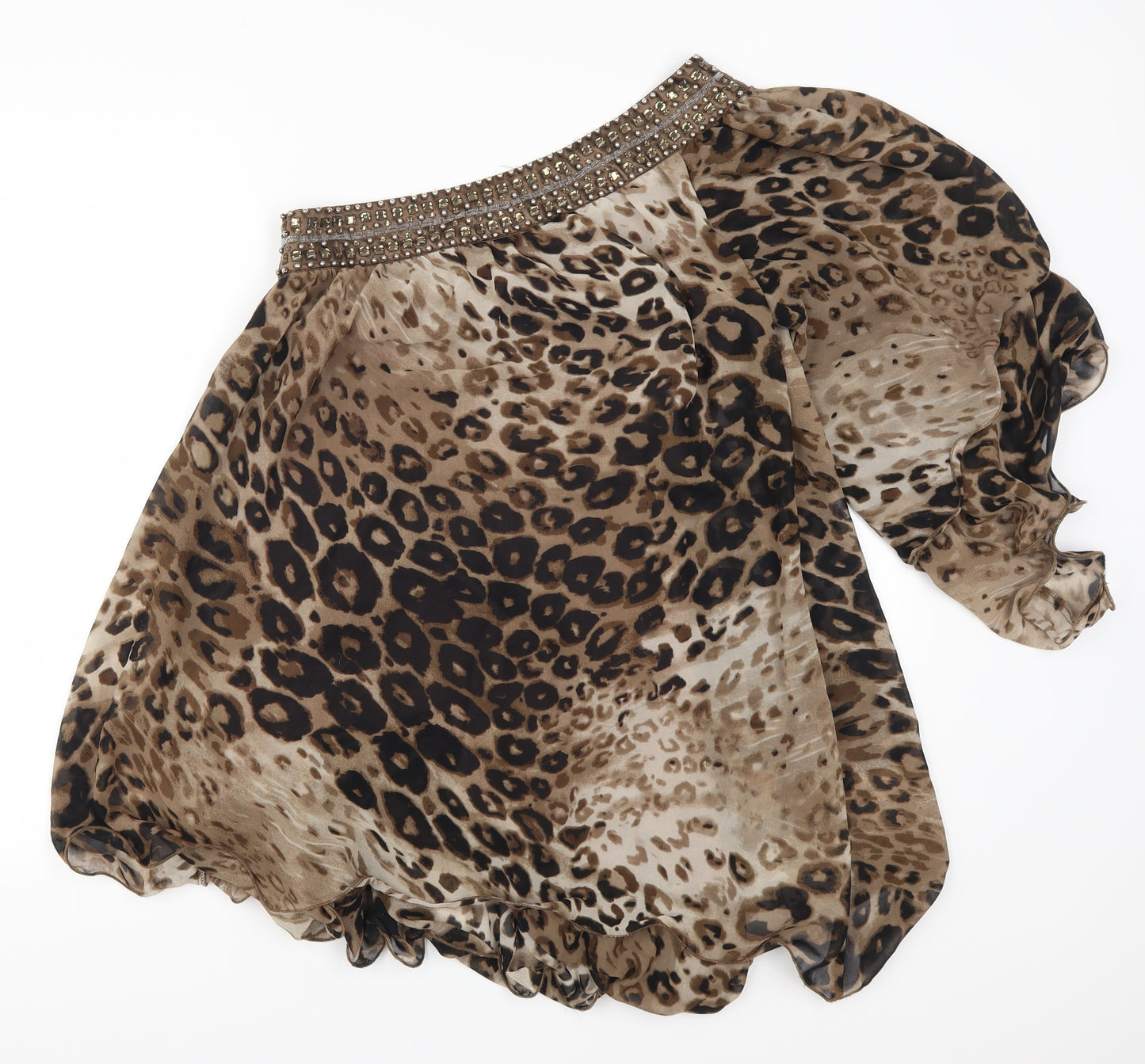 Quiz Womens Brown Animal Print  Basic Blouse Size 14