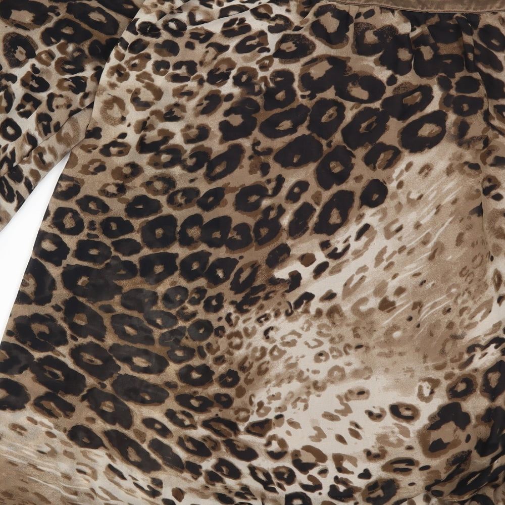 Quiz Womens Brown Animal Print  Basic Blouse Size 14