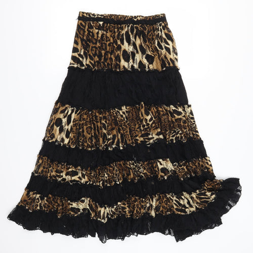 Preworn Womens Brown Animal Print Lace Peasant Skirt Size 26 in
