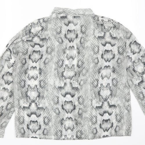 H&M Womens Grey Animal Print  Basic Button-Up Size 8
