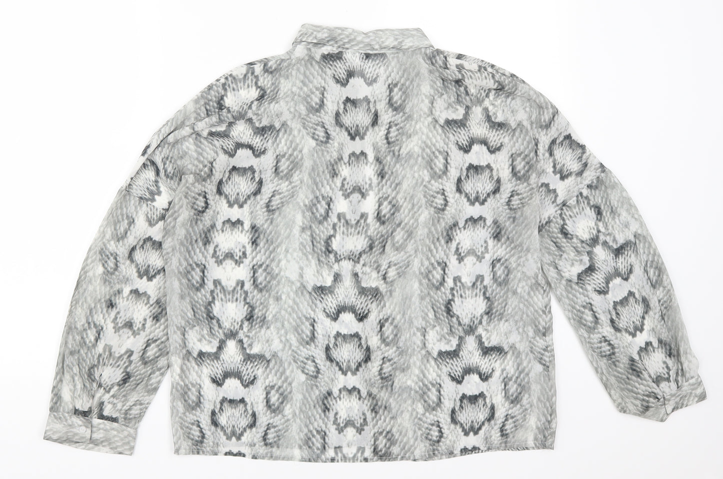 H&M Womens Grey Animal Print  Basic Button-Up Size 8