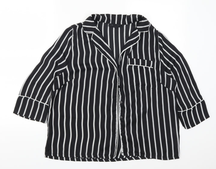 Atmosphere Womens Black Striped  Basic Button-Up Size 12