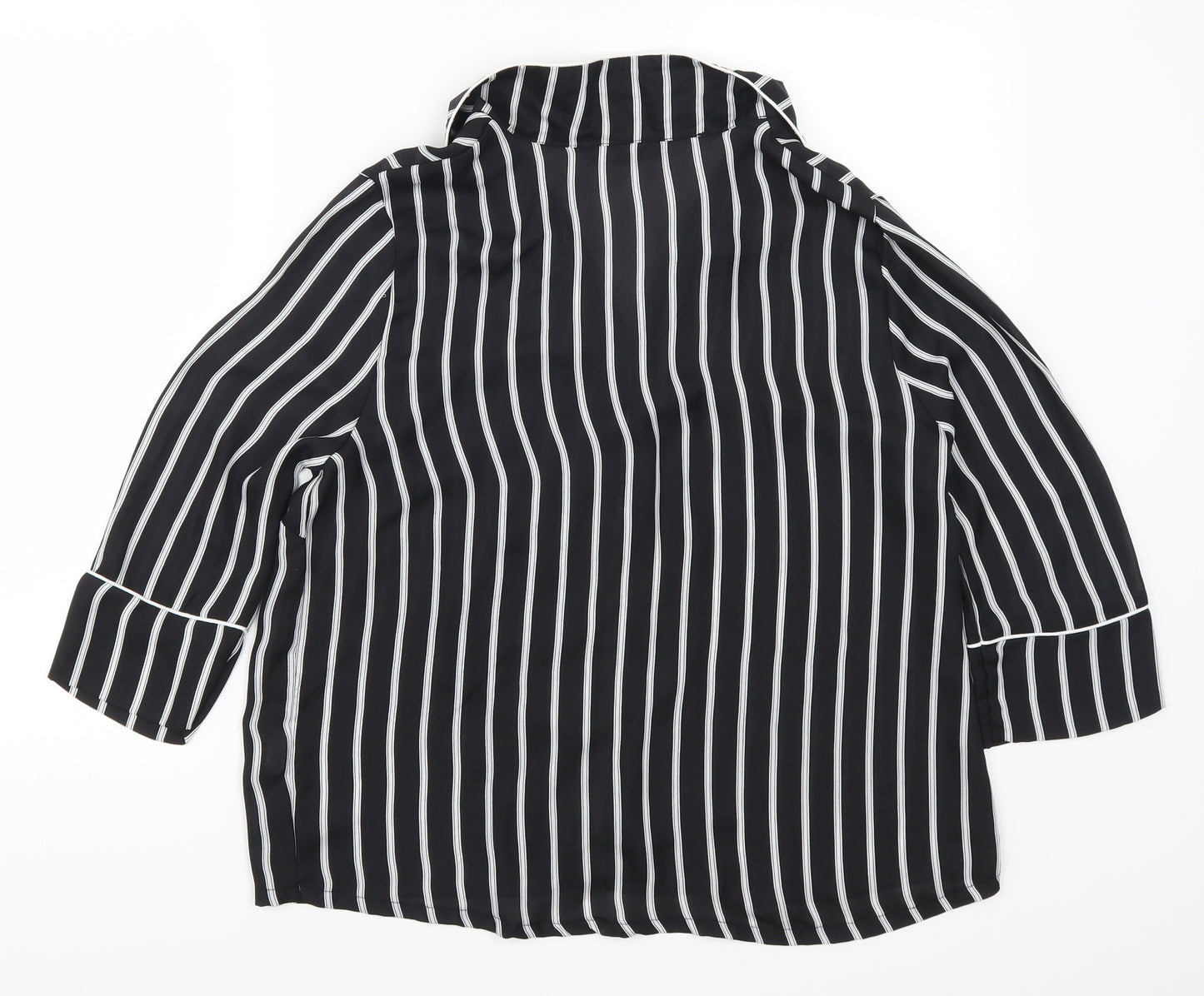 Atmosphere Womens Black Striped  Basic Button-Up Size 12