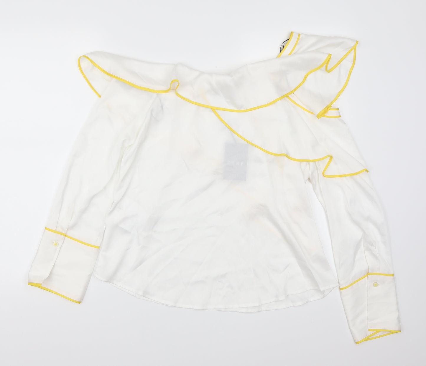 DKNY Womens White   Basic Blouse Size M  - Yellow Seams