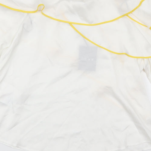 DKNY Womens White   Basic Blouse Size M  - Yellow Seams