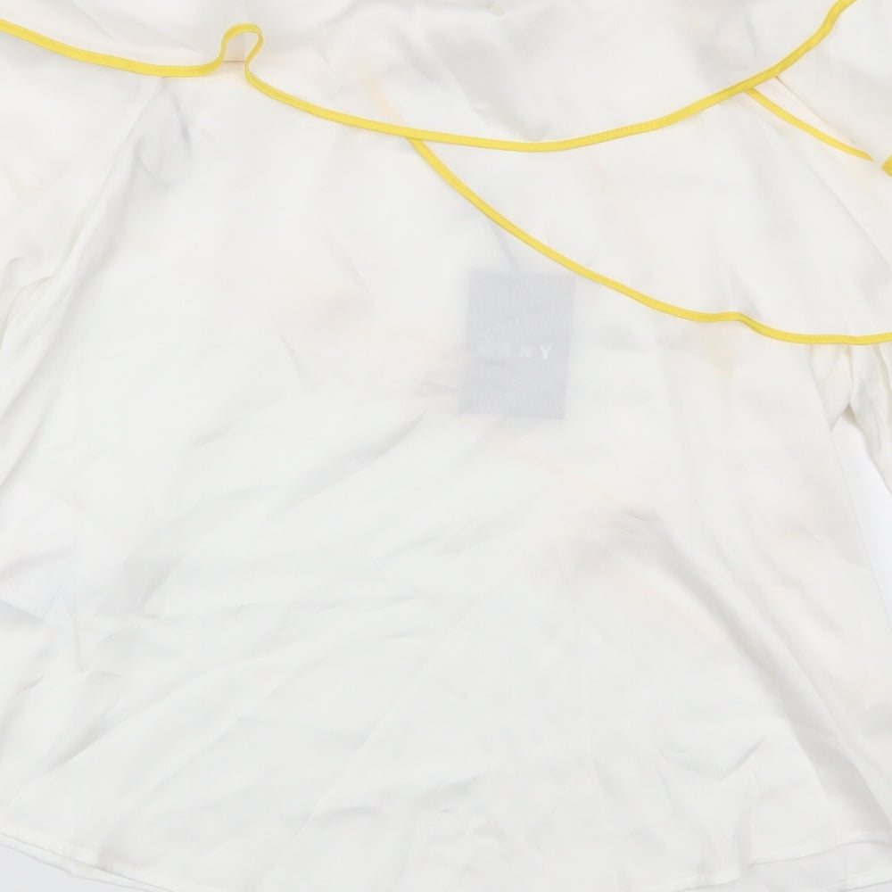 DKNY Womens White   Basic Blouse Size M  - Yellow Seams
