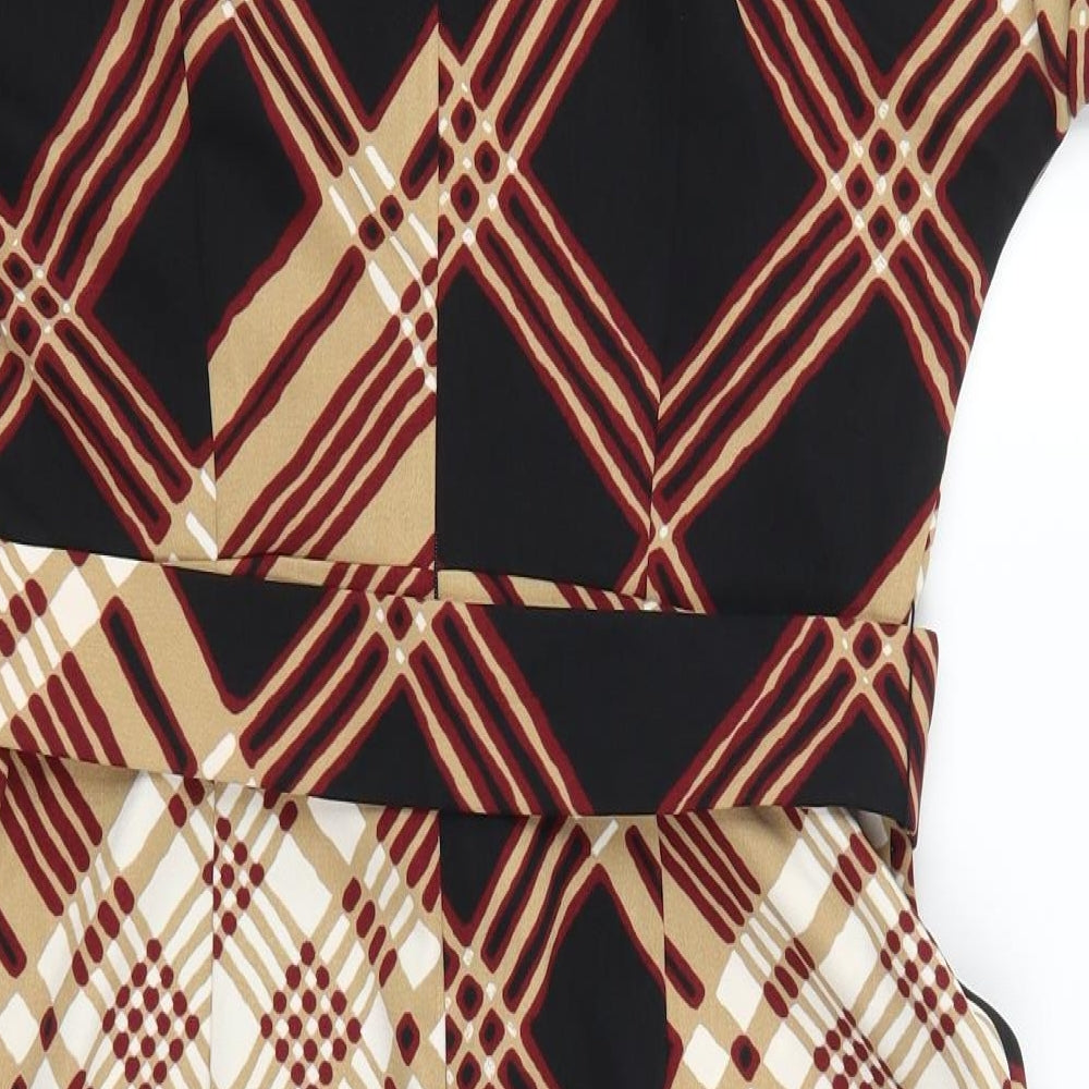 Warehouse Womens Beige Check  Pencil Dress  Size 12