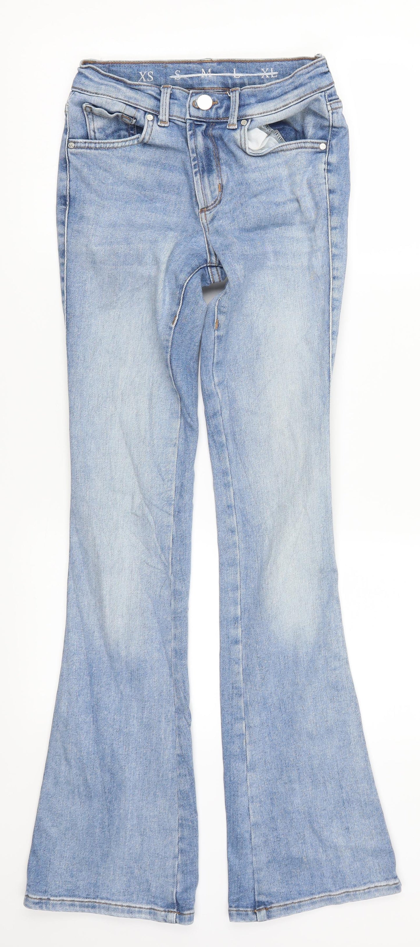Never Denim Womens Blue  Denim Flared Jeans Size XS L31 in
