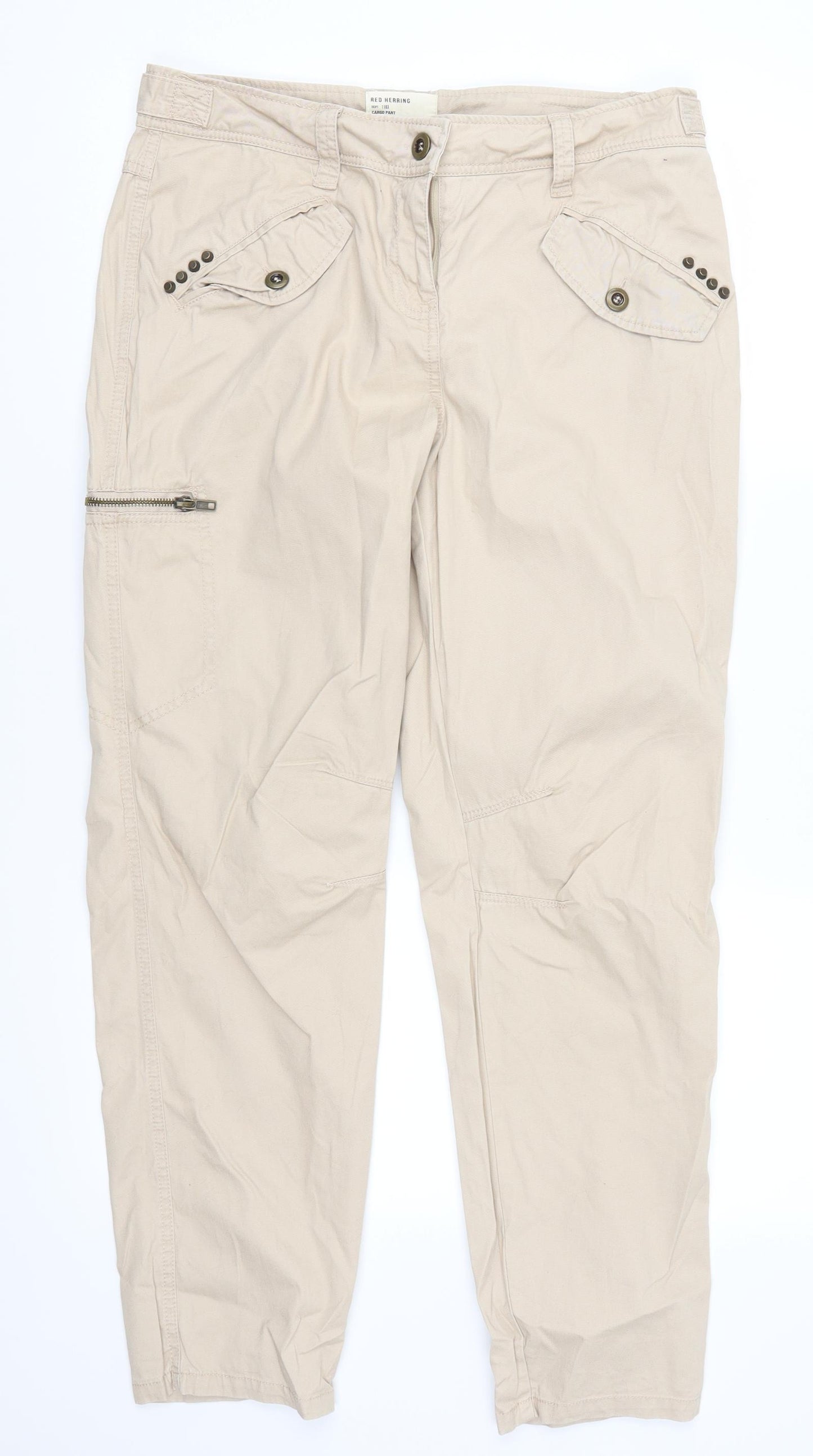 Red Herring Womens Beige   Cargo Trousers Size 12 L29 in