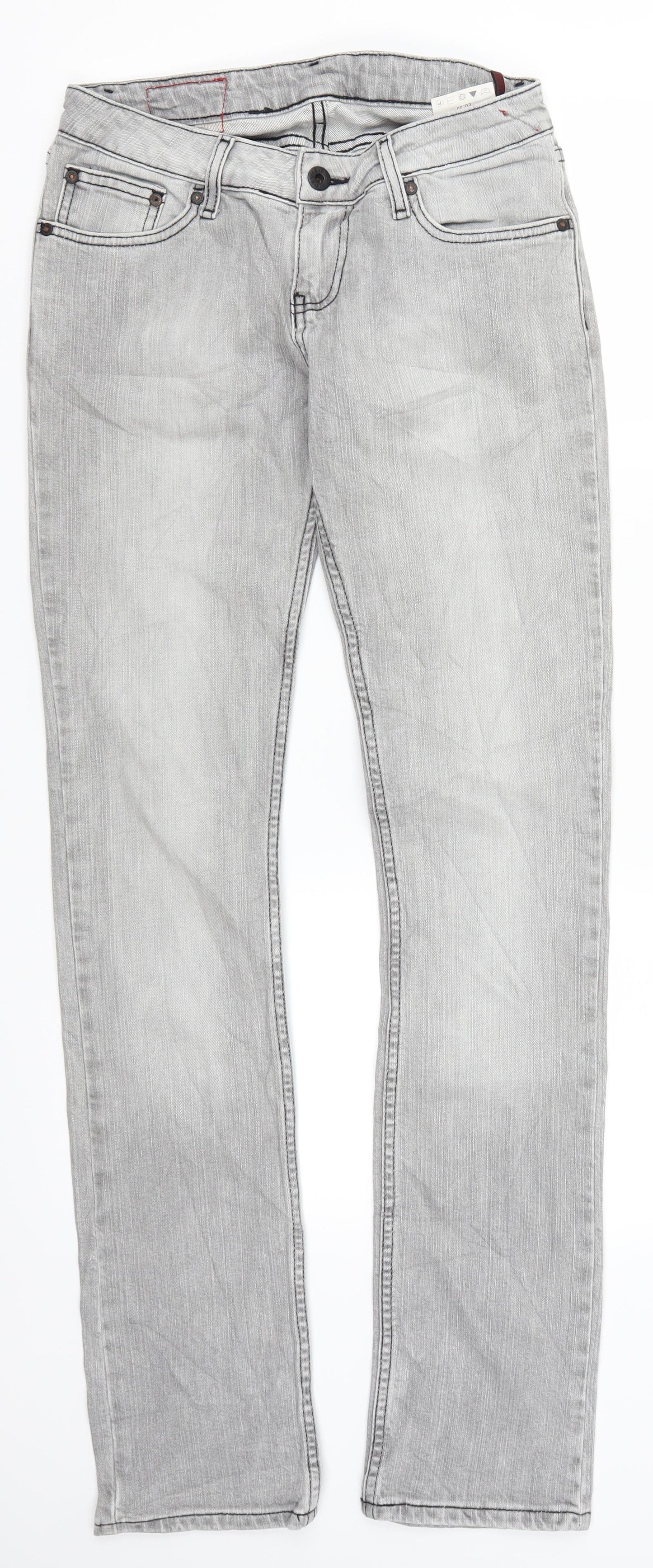 Review Womens Grey  Denim Straight Jeans Size 28 in L32 in