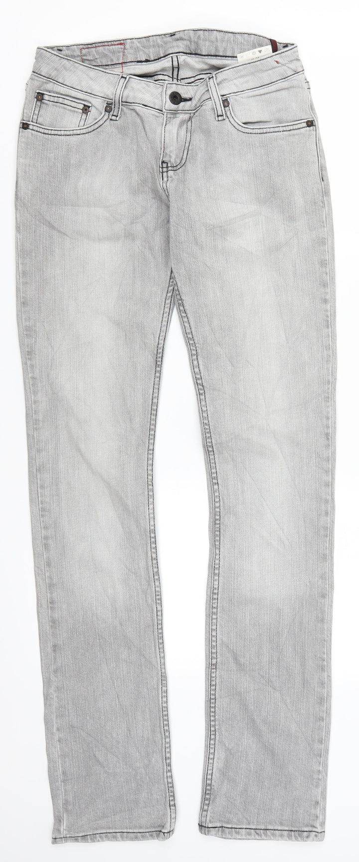 Review Womens Grey  Denim Straight Jeans Size 28 in L32 in
