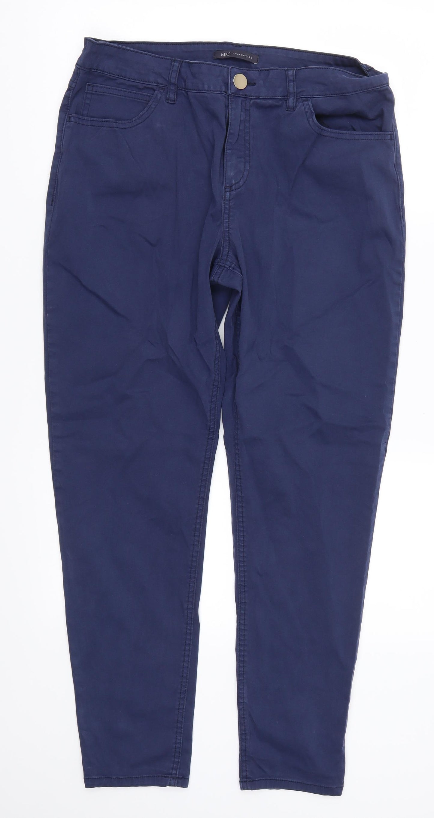 Marks and Spencer Womens Blue   Chino Trousers Size 32 in L28 in