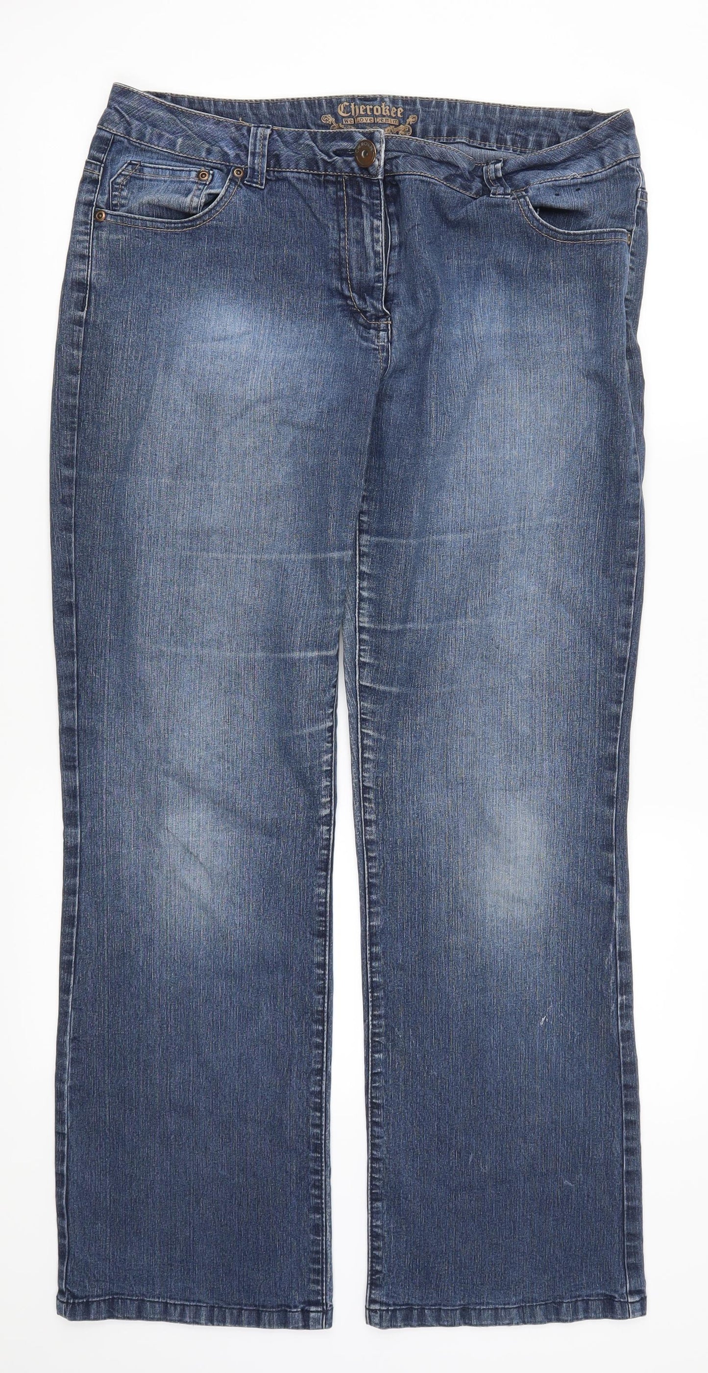 Cherokee Womens Blue  Denim Straight Jeans Size 14 L30 in