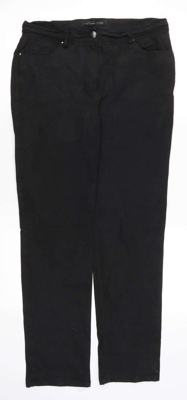 Stark Womens Black Trousers Size 14 L29 in
