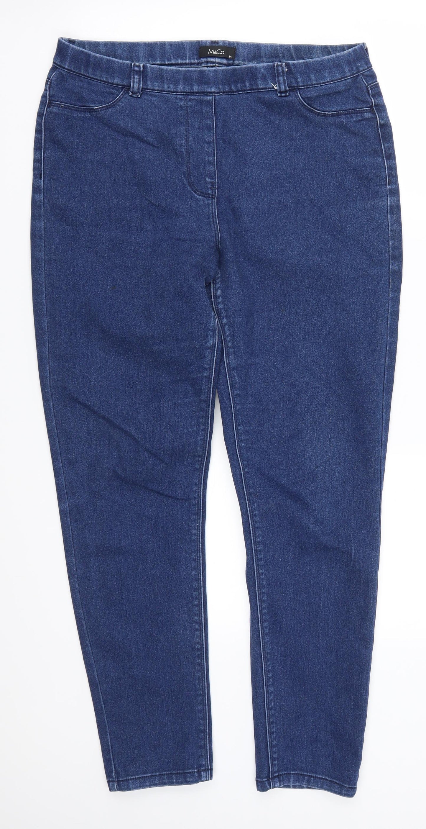 M&Co Womens Blue  Denim Jegging Jeans Size 14 L28 in