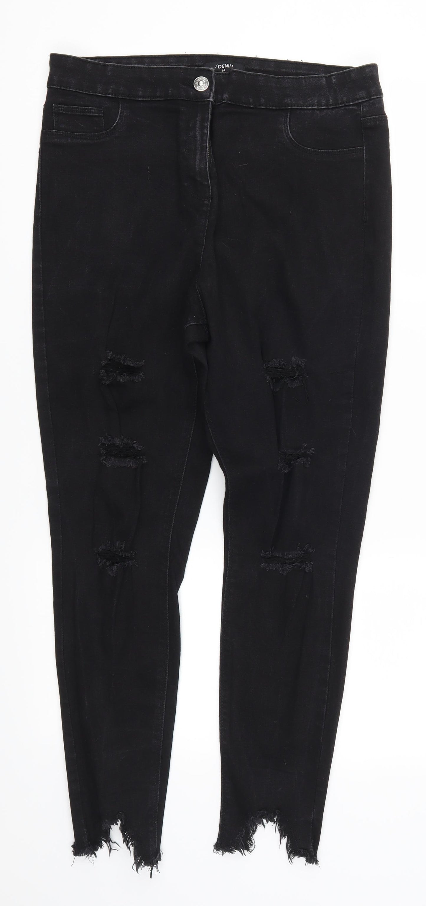 Matalan Womens Black  Denim Skinny Jeans Size 14 L26 in