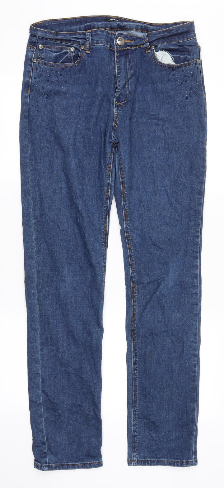 Zavanna Womens Blue  Denim Straight Jeans Size 32 in L31 in