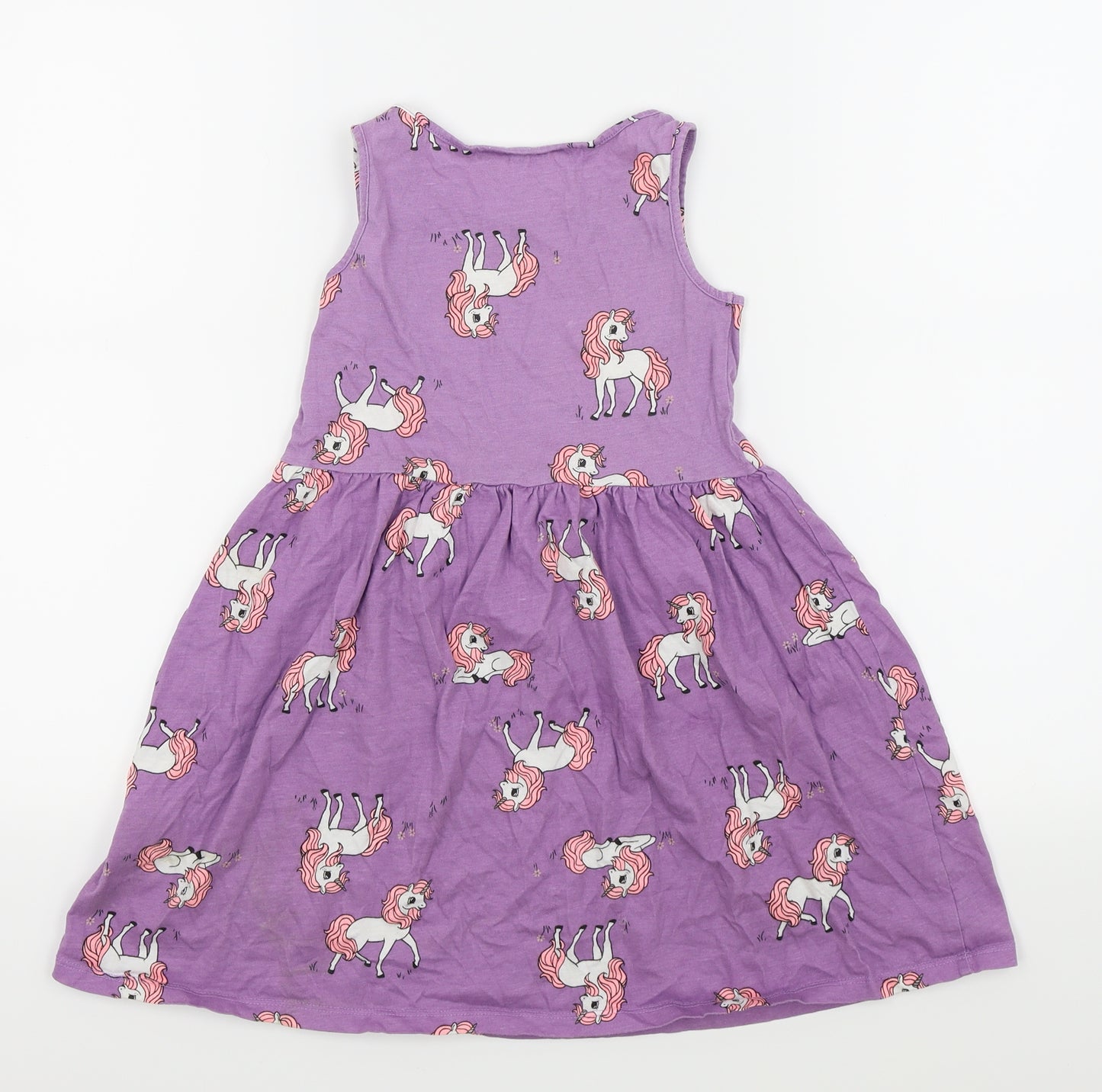 H&M Girls Purple Animal Print  Fit & Flare  Size 6-7 Years  - unicorn