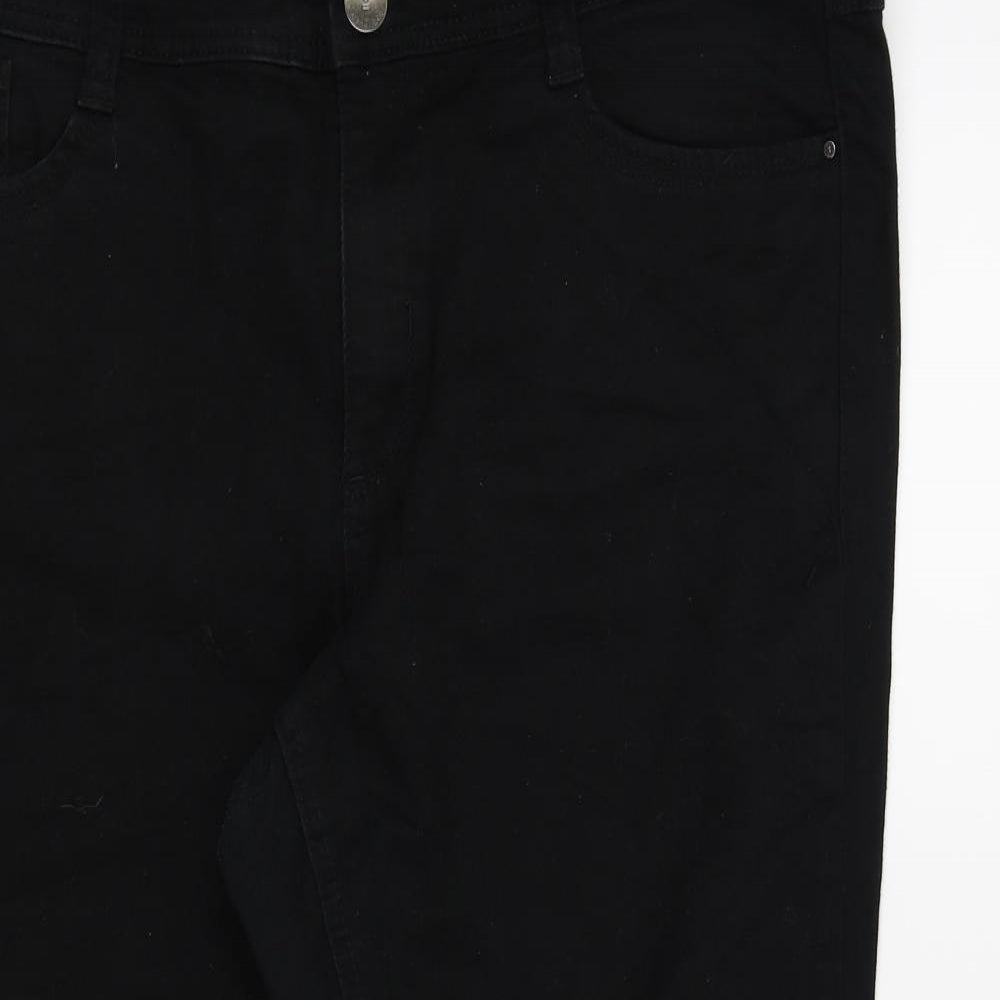Triangle Womens Black Houndstooth  Straight Jeans Size 18 L20.5 in