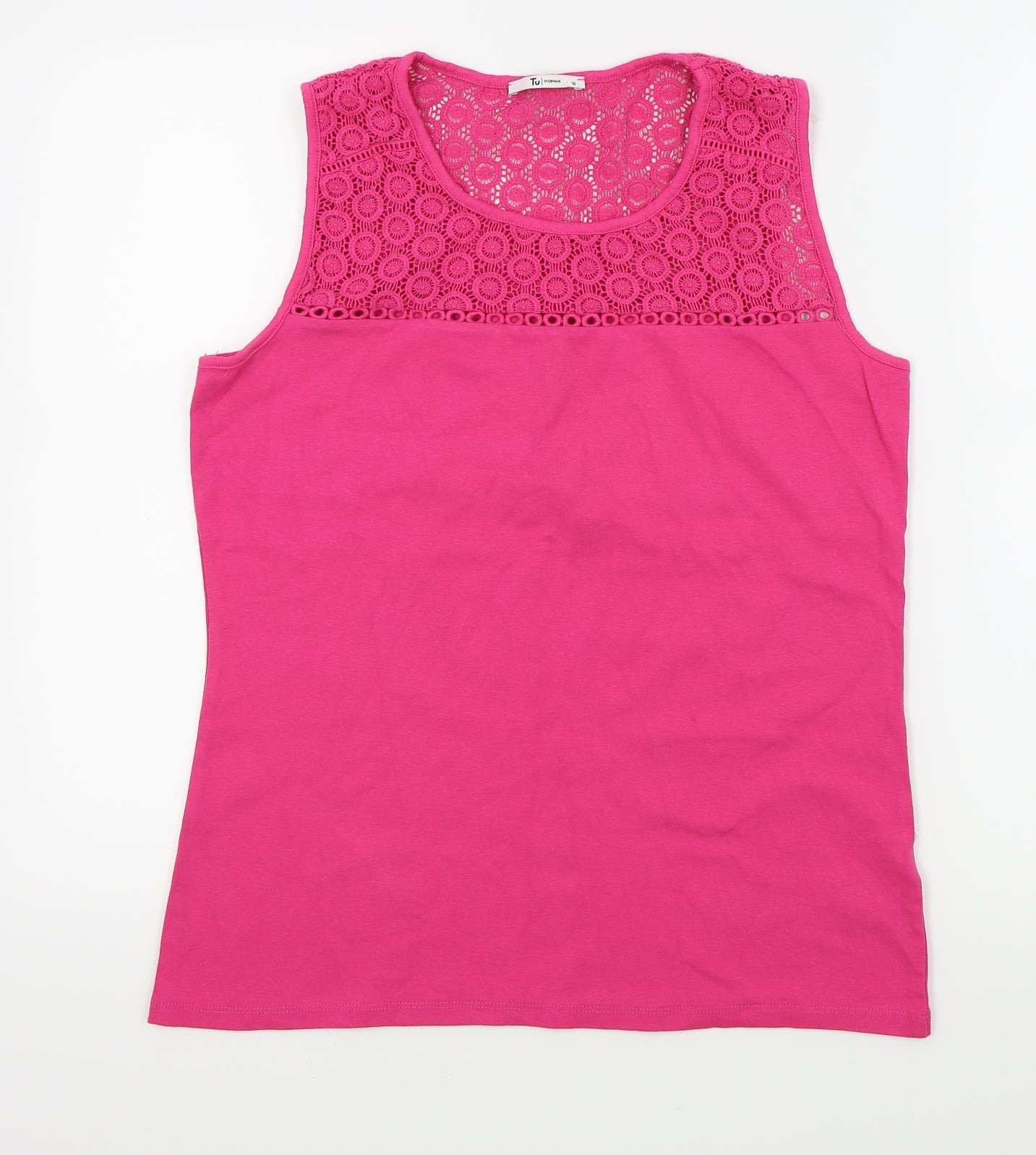 TU Womens Pink   Basic T-Shirt Size 16  - LACE TOP