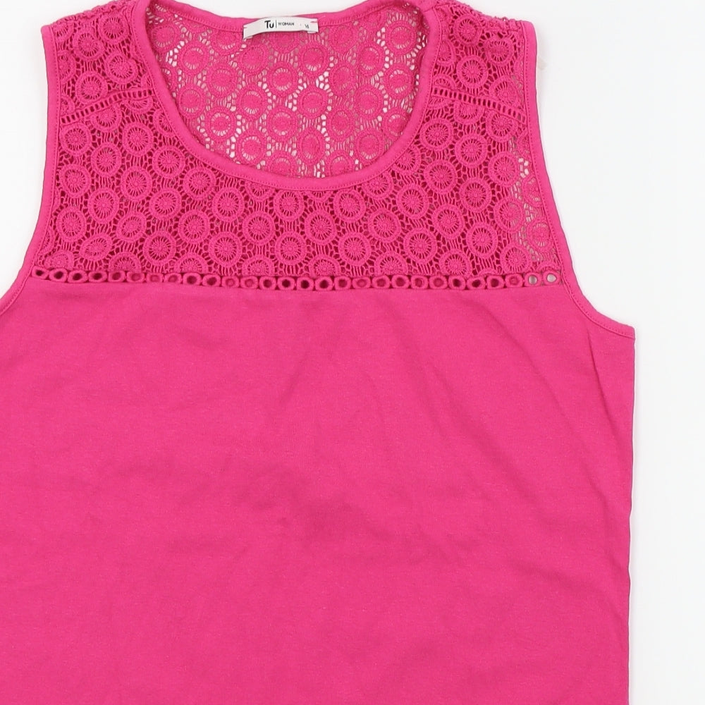 TU Womens Pink   Basic T-Shirt Size 16  - LACE TOP